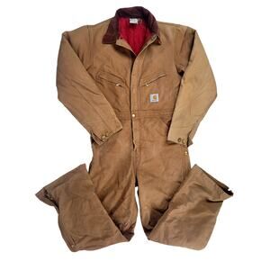 Vintage Carhartt Arctic Insulated Coveralls Brown Duck Canvas X01BRN Men's Sz 36